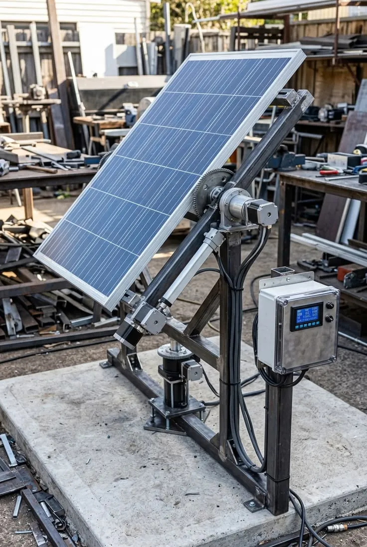 Solar panel on a custom adjustable mount